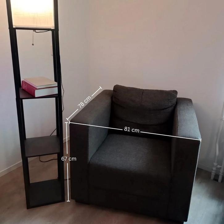 Grijze fauteuil, Huis en Inrichting, Fauteuils, Gebruikt, Stof, 75 tot 100 cm, 75 tot 100 cm, Ophalen