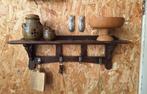 Brocante vintage houten wandkapstok, kapstok met hoedenplank, Wandkapstok, Gebruikt, Vintage, Ophalen of Verzenden