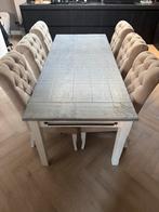 Rivièra Maison eettafel 210cm + 6 Dubbelman Design stoelen, Ophalen, Gebruikt, Landelijk, 6 tot 8 stoelen