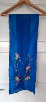 Lanaby's Zijden Sjaal - Kobaltblauw met Bloemenborduursel, Maat 38/40 (M), Ophalen of Verzenden, Zo goed als nieuw, Lanaby's