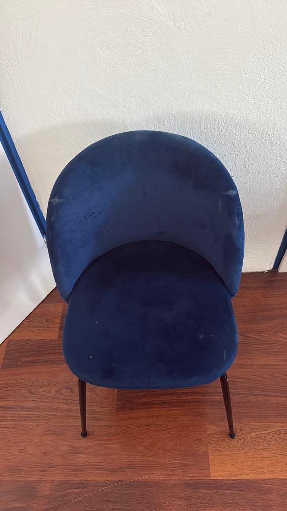 Set van 6 eetkamerstoelen – donkerblauw, Ophalen, Zo goed als nieuw, 75 tot 100 cm, 50 tot 75 cm