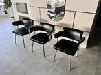 3 Ahrend Friso Kramer de Cirkel stoelen jaren '60 zwart leer, Huis en Inrichting, Stoelen, Ophalen, Gebruikt, Drie, Zwart