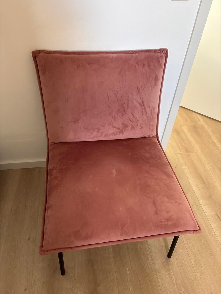 Roze velvet stoel, Huis en Inrichting, Stoelen, Ophalen, Gebruikt, Overige kleuren, Eén