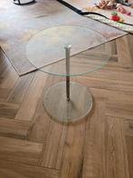 Modern glazen bijzettafeltje - Rond, Huis en Inrichting, Tafels | Bijzettafels, 45 tot 60 cm, Minder dan 55 cm, Gebruikt, Rond
