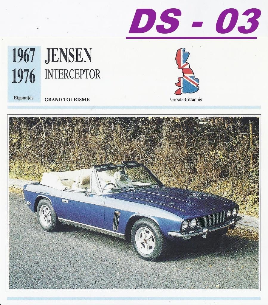 Ds3 autokaart jensen interceptor ( 1967 - 1976), Ophalen of Verzenden, Zo goed als nieuw, Auto's