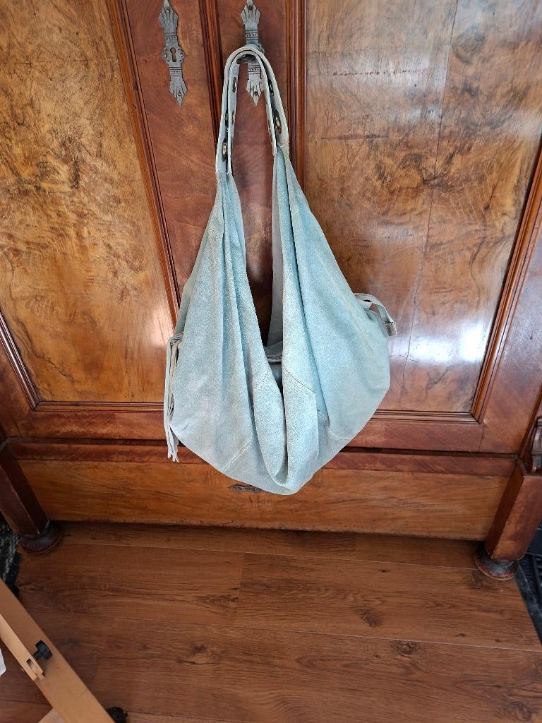 Superstar turkoois suède tas, Ophalen of Verzenden, Zo goed als nieuw, Blauw, Handtas