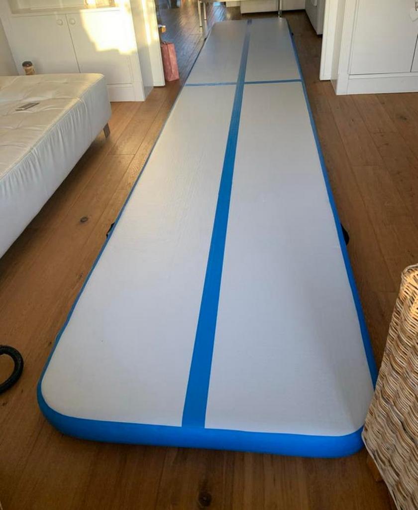 Airtrack / gymnastiekmat 600x100x10 cm, Sport en Fitness, Turnen, Ophalen, Blauw, Overige typen, Maat 36 t/m 42
