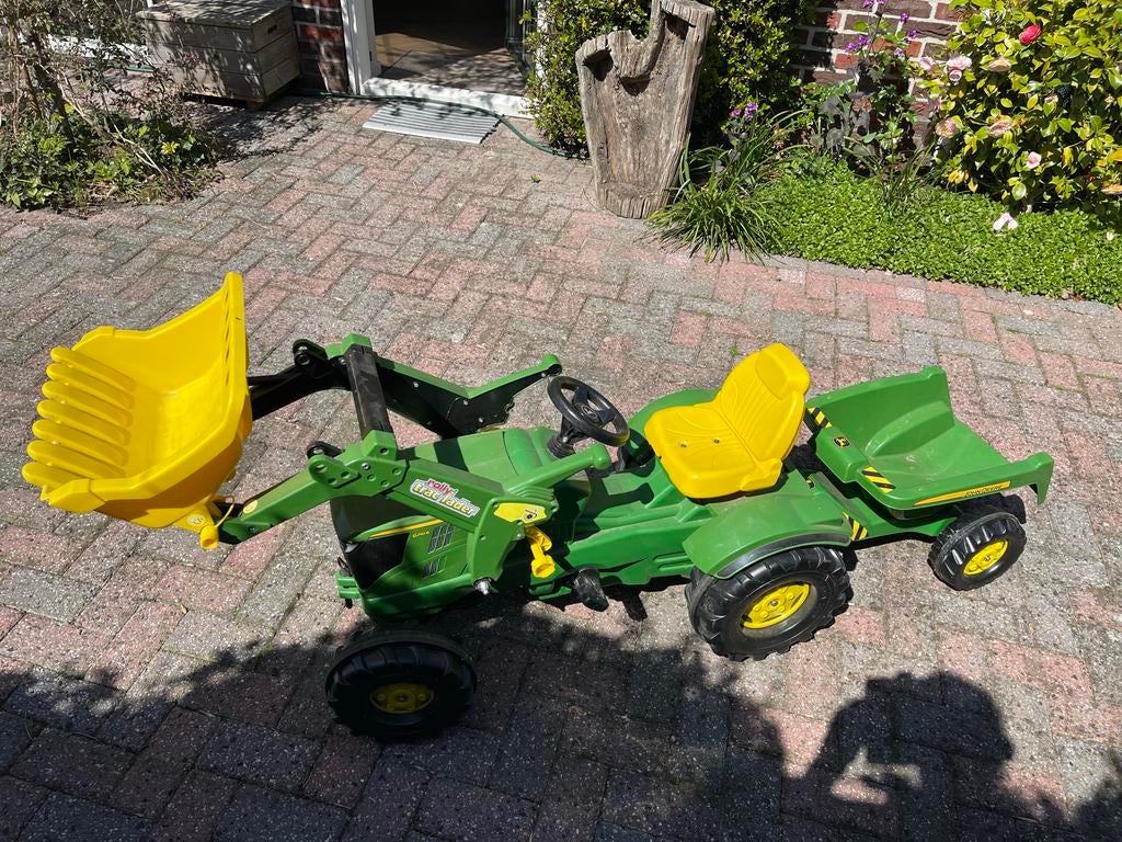 John Deere traptractor met voorlader en aanhanger, Ophalen, Gebruikt, Trapvoertuig