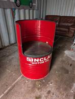 Olievat stoel, Sinclair motoroil, ijzeren stoel, oliedrum., Ophalen, Gebruikt, Metaal, Eén
