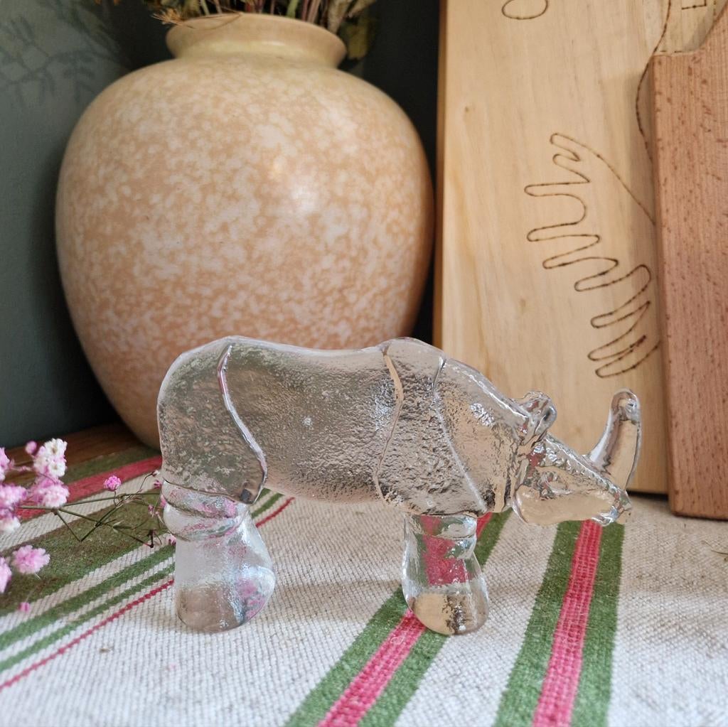 Kosta Boda Neushoorn Zoo serie Bertil Vallien, Antiek en Kunst, Ophalen of Verzenden