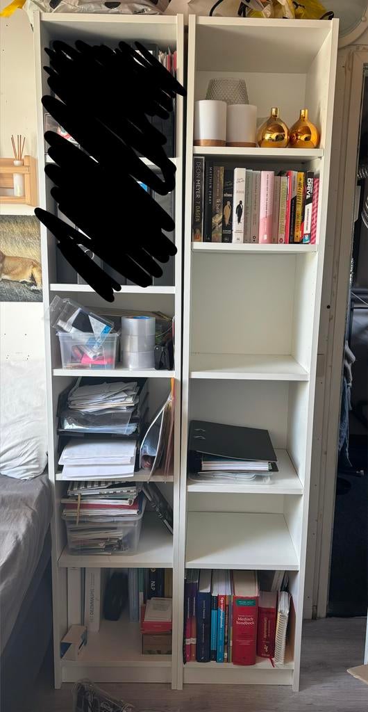 BILLY Boekenkast, wit, 40x39x202 cm 2 stuks, Huis en Inrichting, Ophalen, 200 cm of meer, 50 tot 100 cm, Zo goed als nieuw