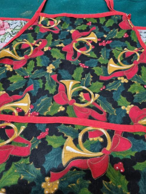 kerst schort met hoorn prent [a715], Diversen, Kerst, Ophalen of Verzenden, 'T Olde Gre-j, Info@toldegrej.nl, Endepoelstraat 20f Didam