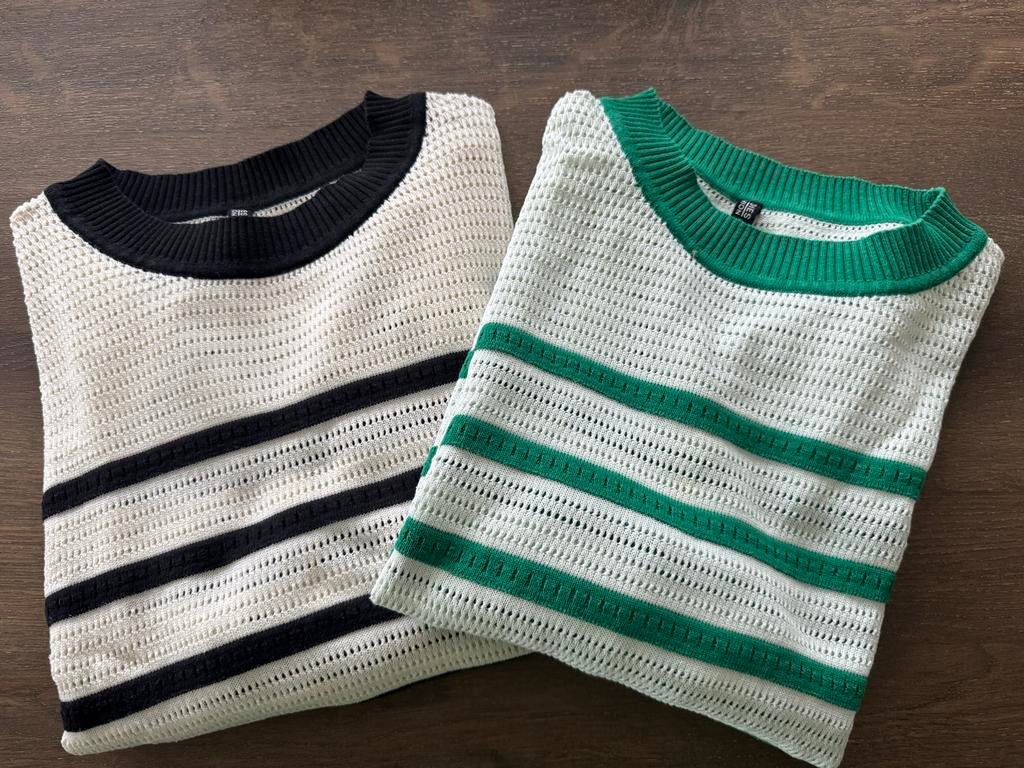 2 gestreepte zomertruitjes maat 42/44, Kleding | Dames, Tops, Wit, Maat 42/44 (L), Ophalen of Verzenden, Korte mouw