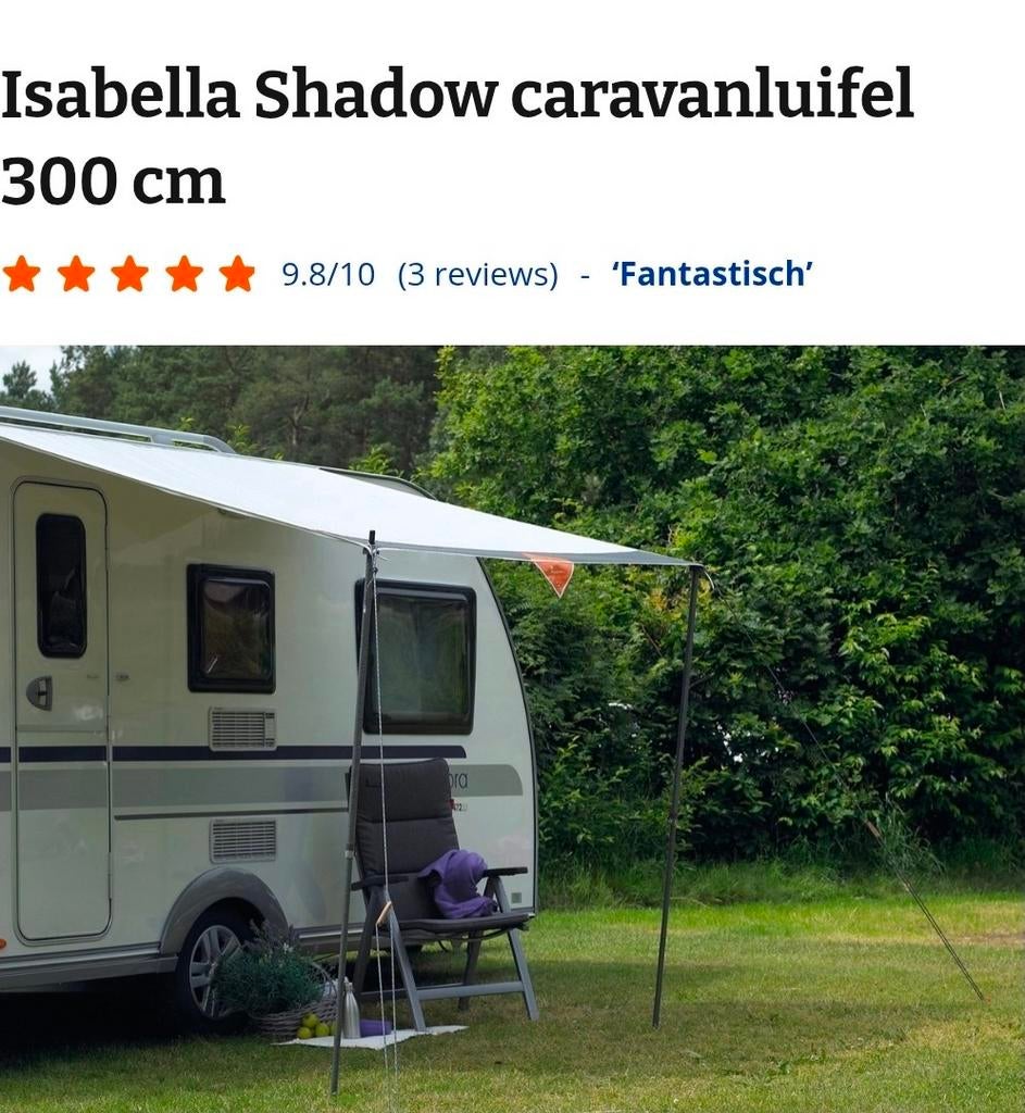Isabella Shadow Caravanluifel 300x200 met Carbon Stokken, Ophalen of Verzenden, Gebruikt, Isabella