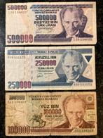 Turkse Lira Bankbiljetten - Set van 3, Ophalen of Verzenden, Setje