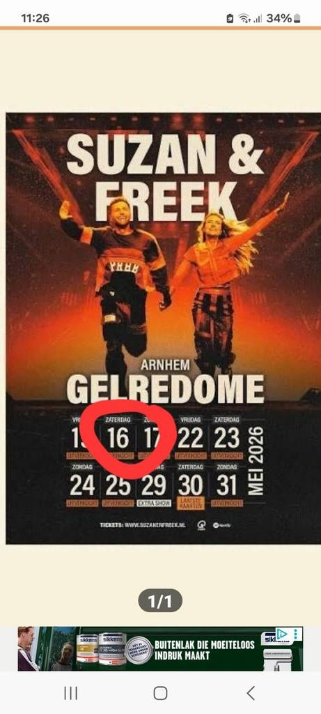 Kaartjes concert suzan en freek, Tickets en Kaartjes, Twee personen