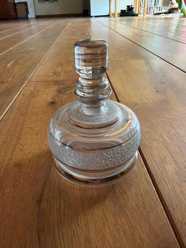 Vintage retro likeur karaf met gouden accenten, Ophalen