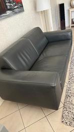 Leren bank antraciet, Huis en Inrichting, Banken | Bankstellen, Ophalen, 150 tot 200 cm, Zo goed als nieuw, Rechte bank