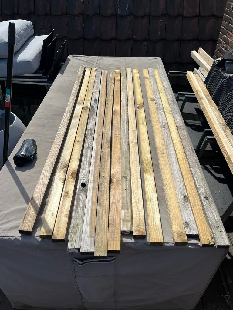 14 tuinhout houten latten 180cm voor diverse projecten, Ophalen, Gebruikt, 180 tot 250 cm, Planken