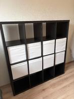 Ikea Kallax 16 vakkken kast zwart bruin 147x147 cm, Ophalen, Met plank(en), 100 tot 150 cm, 100 tot 150 cm