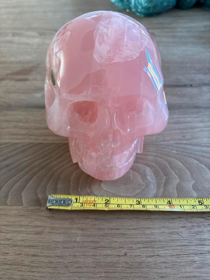 Rozenkwarts Schedel - Prachtig Gesneden Kristal, Verzamelen, Mineralen en Fossielen, Mineraal, Ophalen of Verzenden