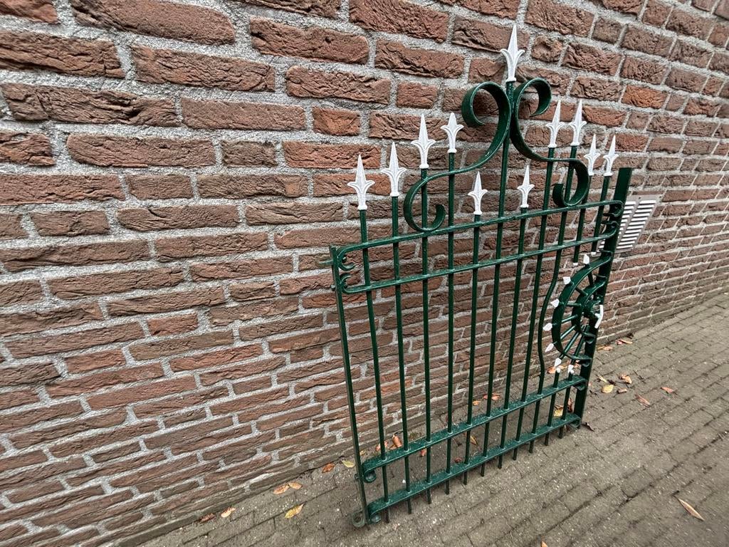 Oud ijzeren tuinpoortje groen/wit (100x140 cm), Ophalen, Gebruikt, 100 tot 150 cm, Looppoort