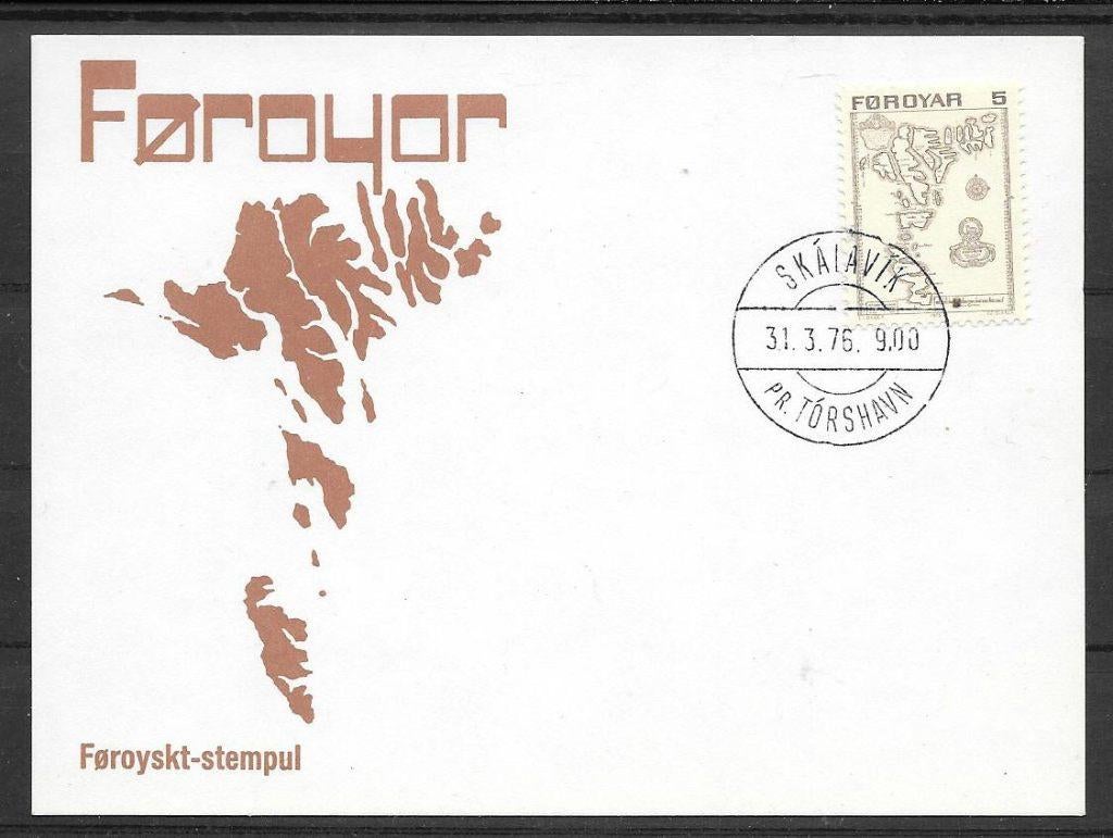 Faroer 1975 Kaart met eerste dag stempel, Verzenden, Denemarken, Gestempeld