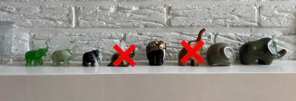 Verschillende olifanten beeldjes hout / steen / ijzer, Verzamelen, Beelden en Beeldjes, Ophalen of Verzenden, Zo goed als nieuw