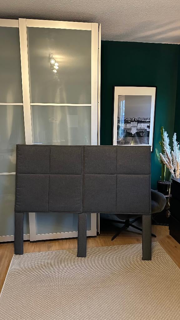 Hoofdbord bed donkergrijs, Ophalen, Tweepersoons, 140 cm, Zo goed als nieuw