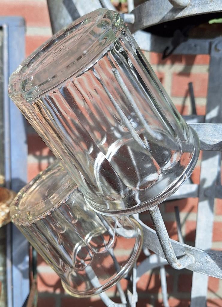 Zware oude jamglazen uit Frankrijk, 500ml, 2x, Antiek en Kunst, Ophalen of Verzenden