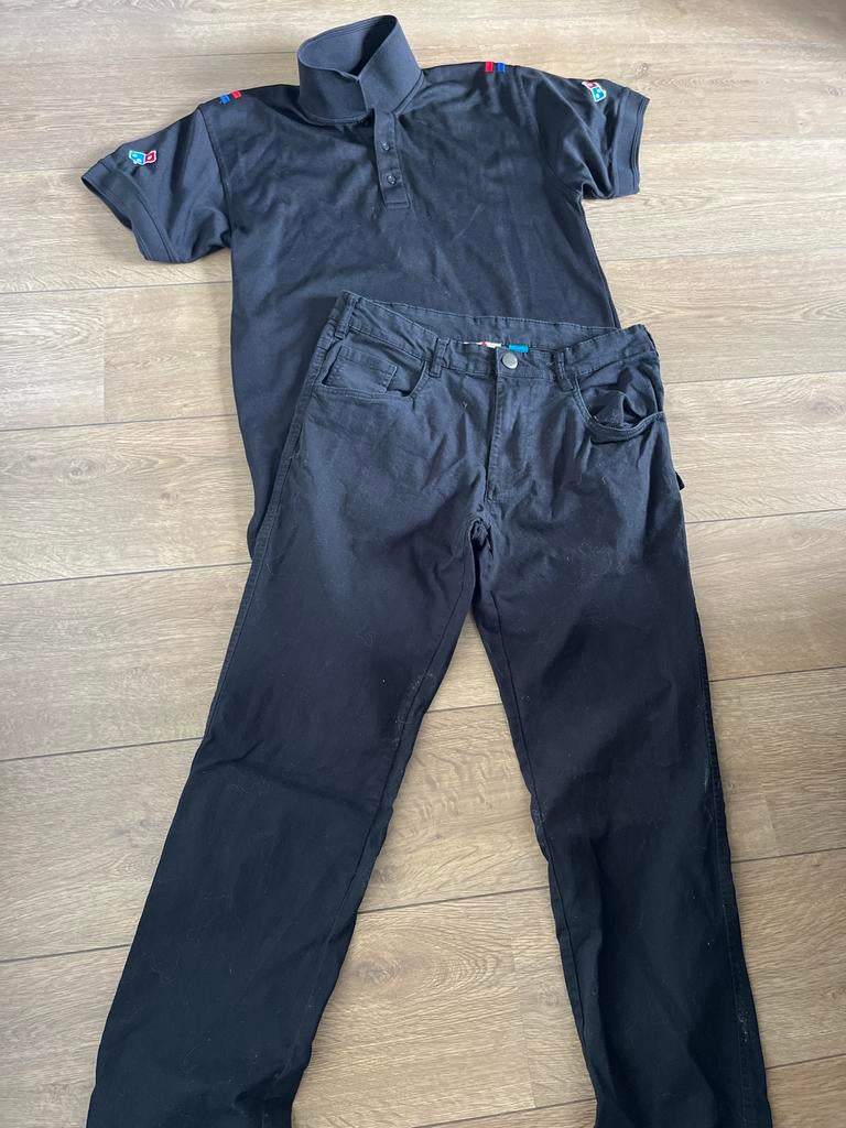 Domino's pizza werkkleding heren: polo (M) en broek (32), Ophalen of Verzenden, Gebruikt, Heren, Broek