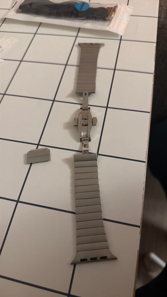 Apple watch ultra 1/2/3 metalen band, Ophalen, Zo goed als nieuw, Zilver, IOS