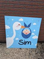 Geboortebord Ooievaar blauw, Ophalen, Zo goed als nieuw, Geboortebord