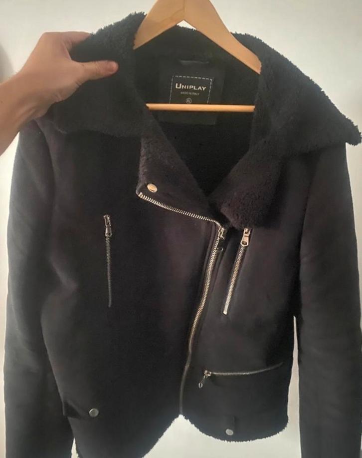 Uniplay Zwarte Jas met Teddy Voering, Kleding | Dames, Jassen | Winter, Gedragen, Maat 46/48 (XL) of groter, Zwart, Ophalen of Verzenden