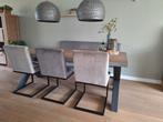 3 eetkamerstoelen + eetbank - industriële look- microleder, Ophalen
