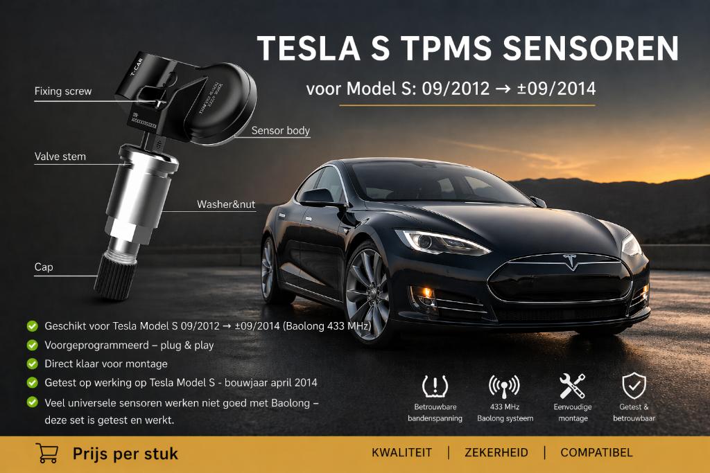 TPMS sensoren Tesla Model S 2012-2014 Baolong 433MHz, Ophalen of Verzenden, Nieuw