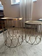 2 ronde salontafeltjes messing, Minder dan 55 cm, Metaal of Aluminium, Zo goed als nieuw, Rechthoekig