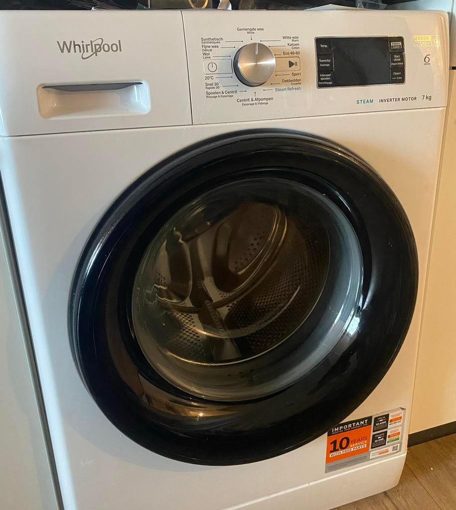 Whirlpool Wasmachine 7 kg, Witgoed en Apparatuur, Ophalen, Zo goed als nieuw, Voorlader, 85 tot 90 cm