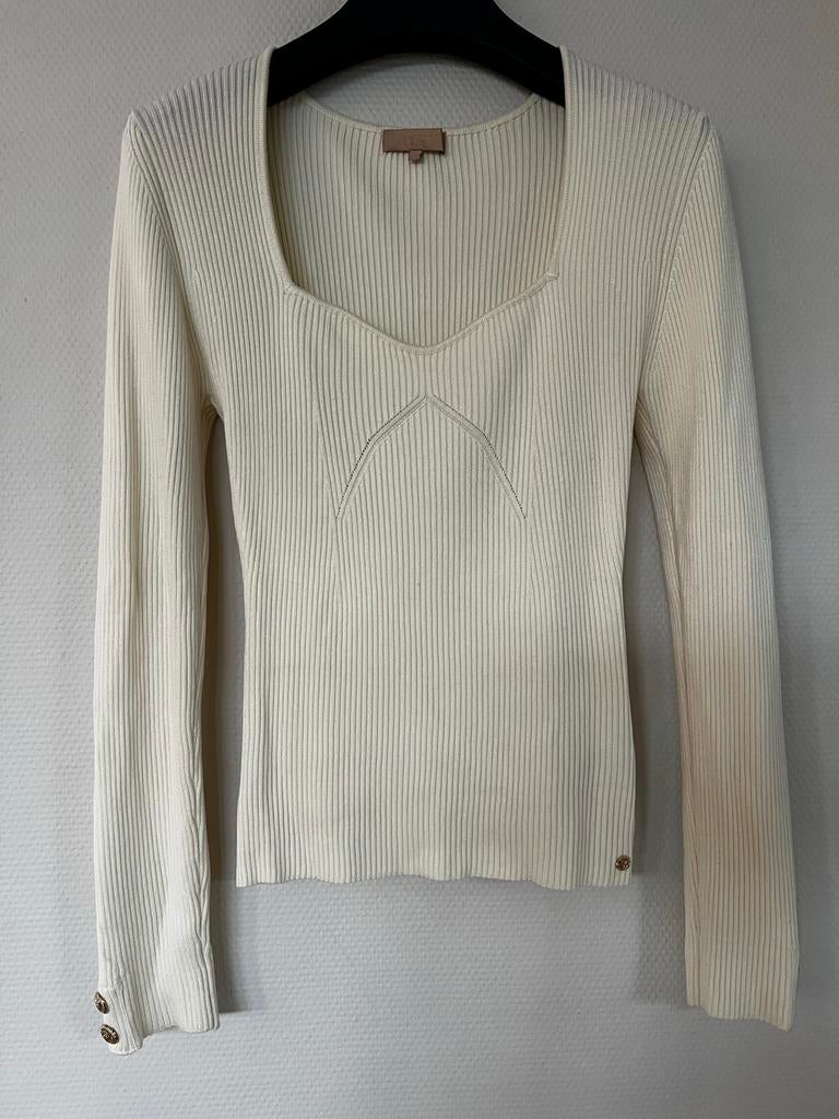 Josh V Trui Crème Maat L Goudkleurige Knopen Lage Hals, Ophalen of Verzenden, Nieuw, Maat 42/44 (L), Wit