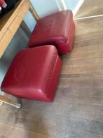 2x rode leren opberg poef, Ophalen, Gebruikt, Minder dan 75 cm, 50 tot 75 cm