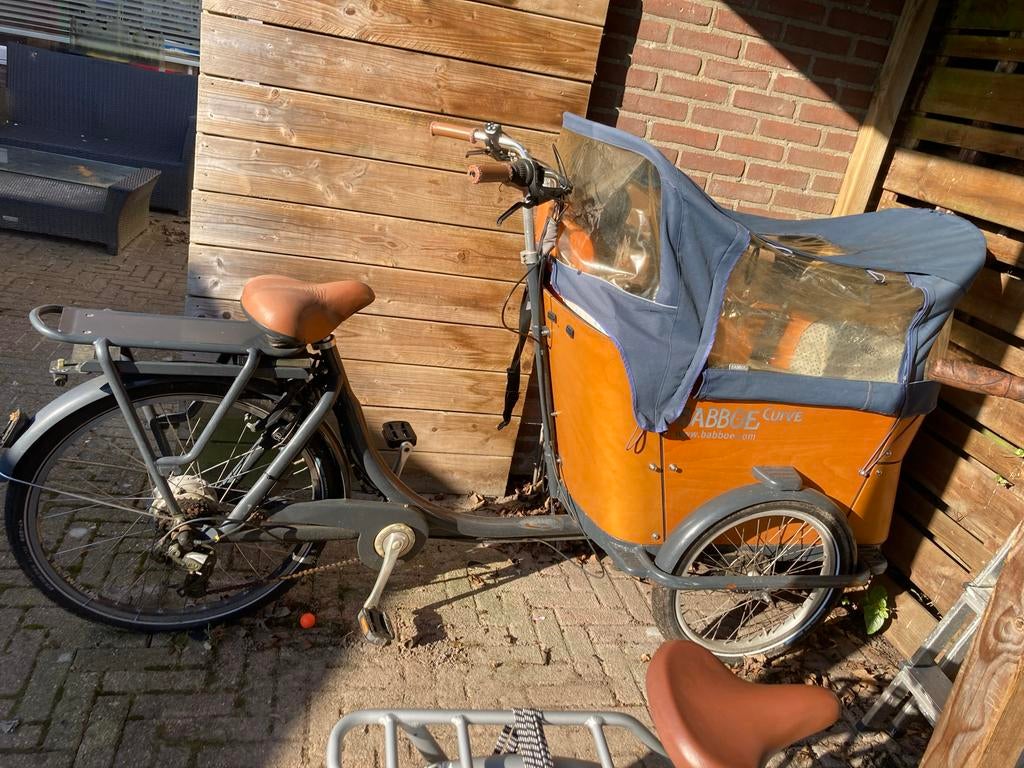 Babboe Curve-E bakfiets, huif, zonnescherm (met certificaat), Gebruikt, Elektrisch, 2 kinderen, Ophalen