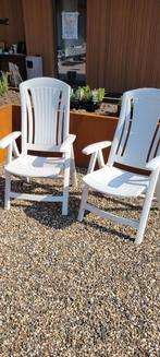 2 witte tuinstoelen met verstelbare leuning, Tuin en Terras, Ophalen of Verzenden