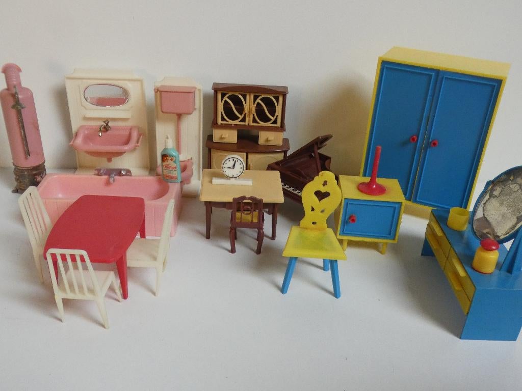 Te koop vintage set poppenhuis meubelen, Ophalen of Verzenden, Gebruikt, Toebehoren