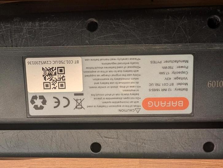 Bafang battery/accu, big range, 750 Wh, Fietsen en Brommers, Fietsaccessoires | Fietsaccu's, Gebruikt, Ophalen