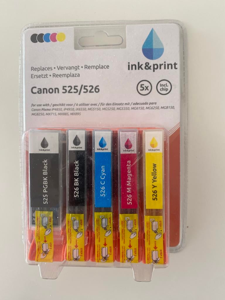 Canon 525/526 Printerinkt Cartridges - 5-pack, Ophalen of Verzenden, Nieuw, Cartridge