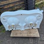 Antieke dubbele wastafel 112x60 cm op twee poten, Ophalen, Gebruikt, Wastafel
