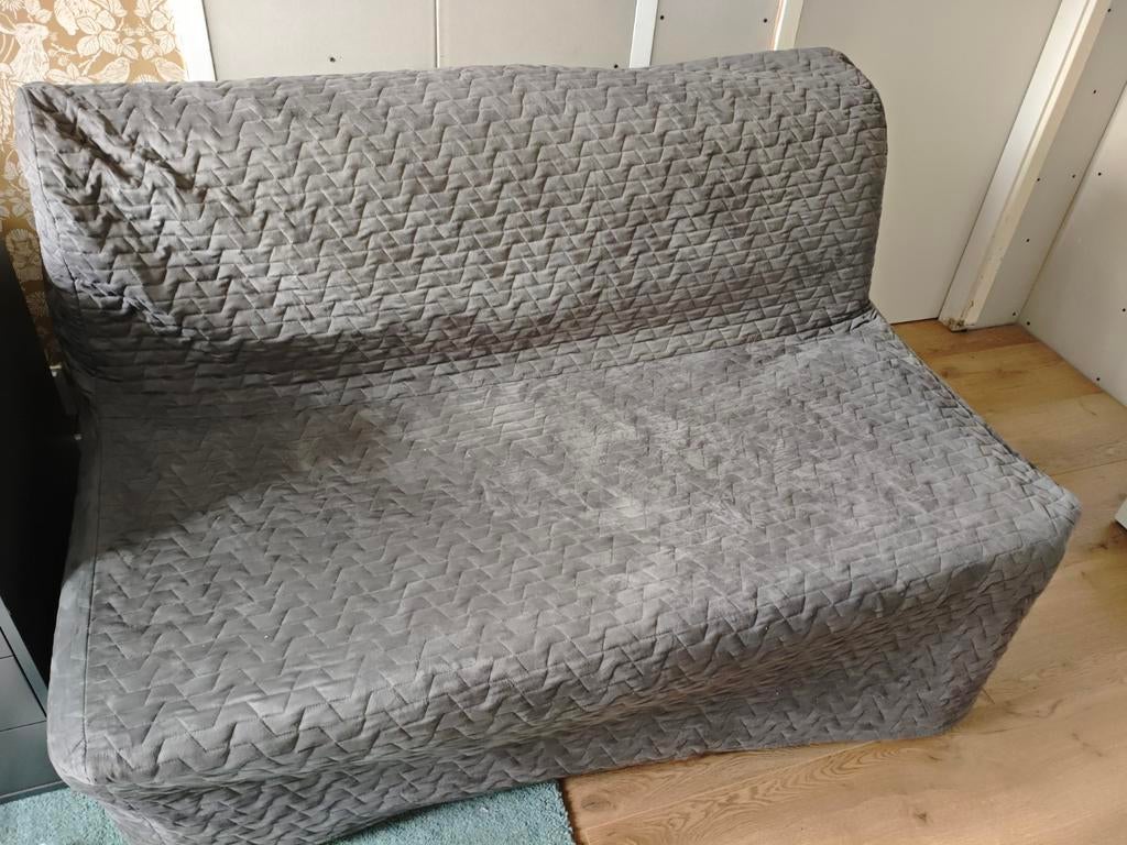 IKEA Lycksele Lövås slaapbank - Grijs, Ophalen, Gebruikt, Tweepersoons, Grijs