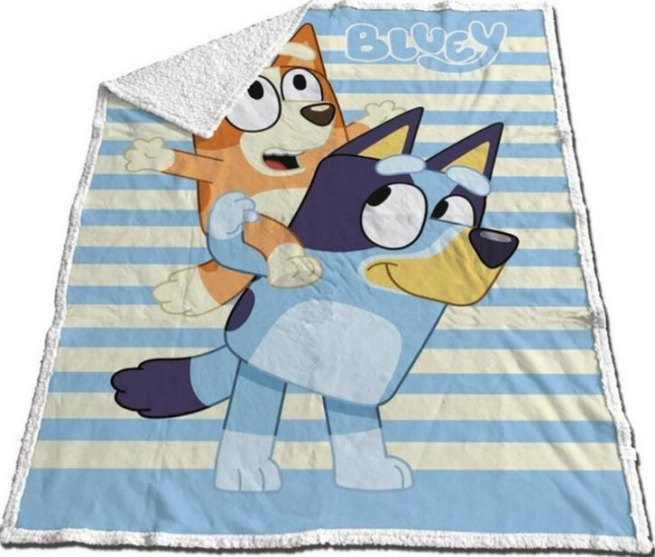 Bluey Fleece Deken Sherpa - Bluey en Bingo Woondeken, Kinderen en Baby's, Kinderkamer | Beddengoed, Nieuw, Deken of Dekbed, Blauw