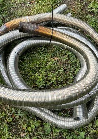 Te koop: dubbelwandige flexibele kachelpijp van RVS, Ophalen, Gebruikt, Rvs, Minder dan 2 meter