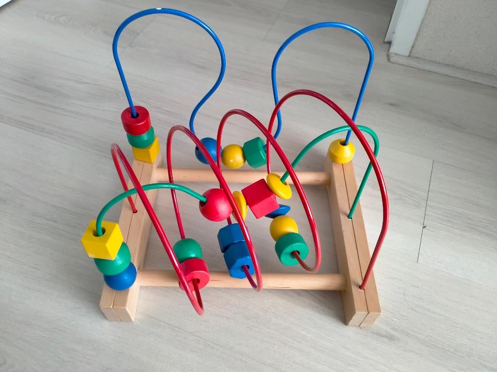 Kleurrijke houten kralen doolhof achtbaan kralen speelgoed., Ophalen of Verzenden, Zo goed als nieuw, Overige typen